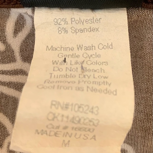 Judy Knapp Brown/Turquoise Blouse (M) with Elastic Bodice and Capped Sleeves - Picture 4 of 6